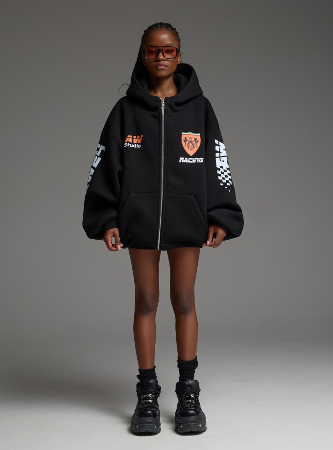 Худи-ZIP оверсайз Racing/black