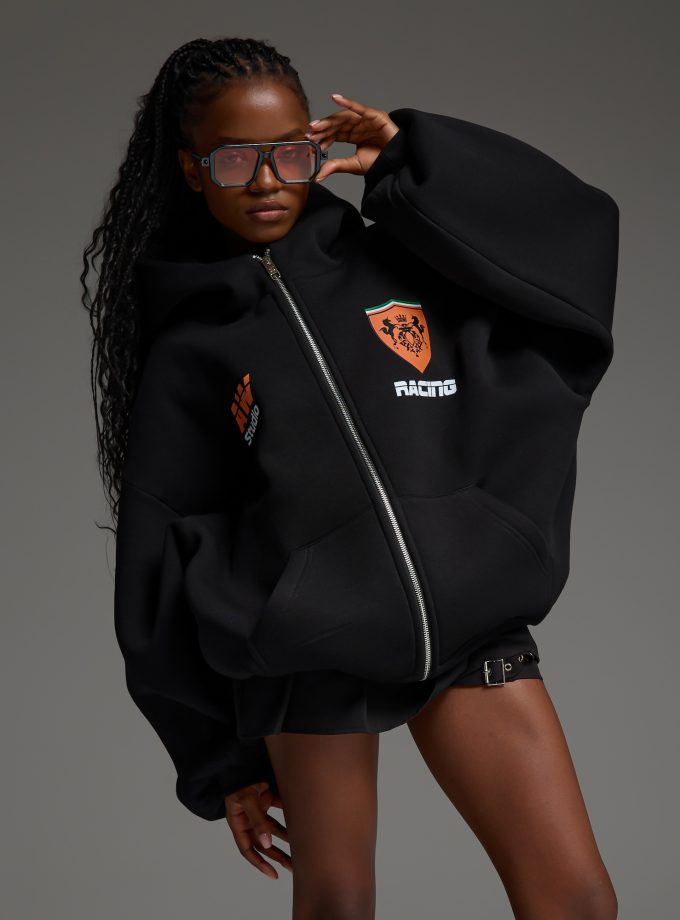 Худи-ZIP оверсайз Racing/black