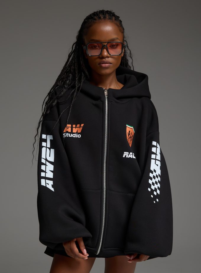 Худи-ZIP оверсайз Racing/black