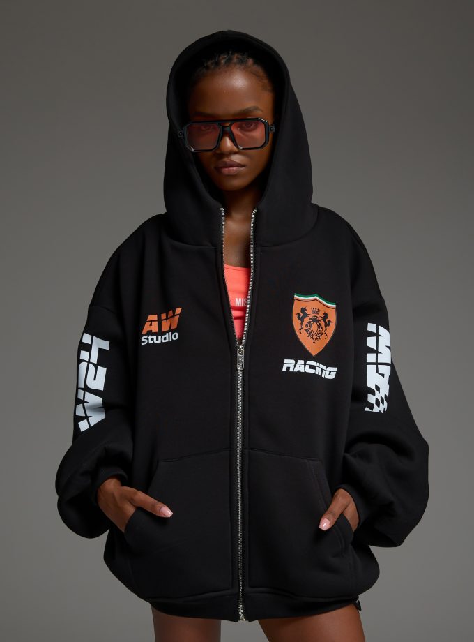 Худи-ZIP оверсайз Racing/black