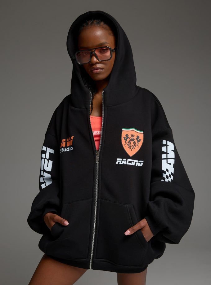 Худи-ZIP оверсайз Racing/black