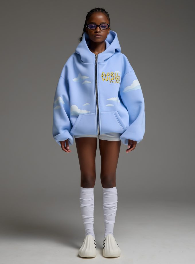 Худи-ZIP оверсайз Clouds/blue