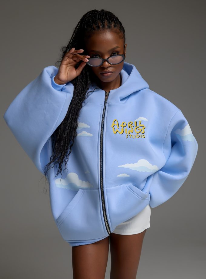 Худи-ZIP оверсайз Clouds/blue