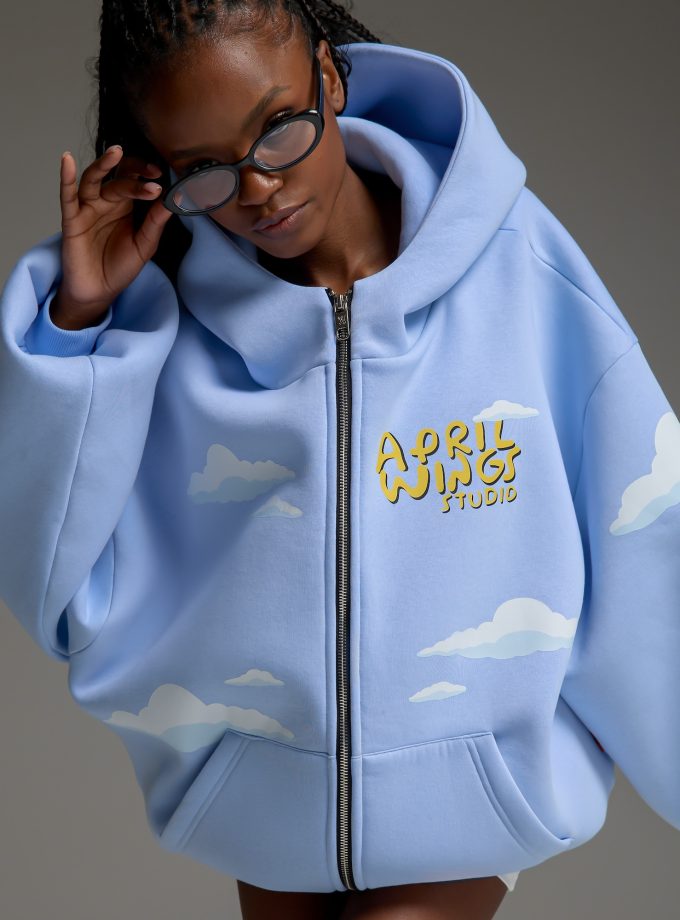 Худи-ZIP оверсайз Clouds/blue