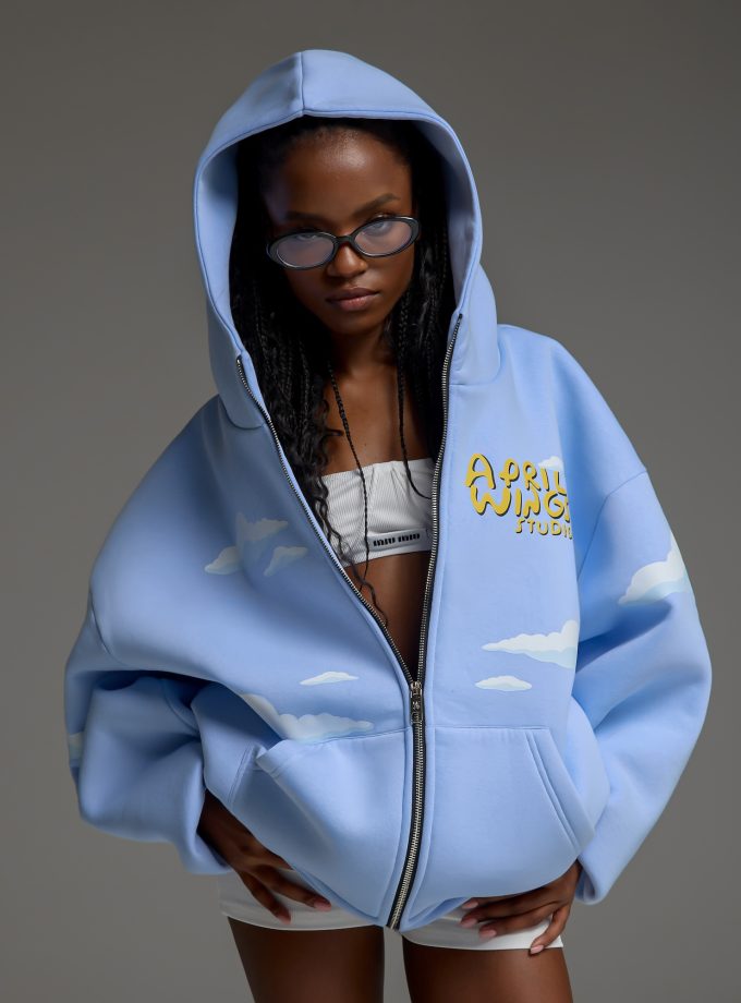 Худи-ZIP оверсайз Clouds/blue