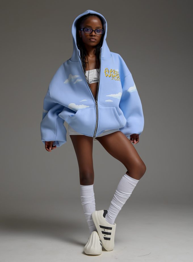 Худи-ZIP оверсайз Clouds/blue