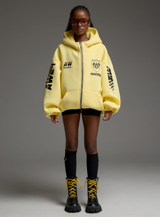 Худи-ZIP оверсайз Racing/banan