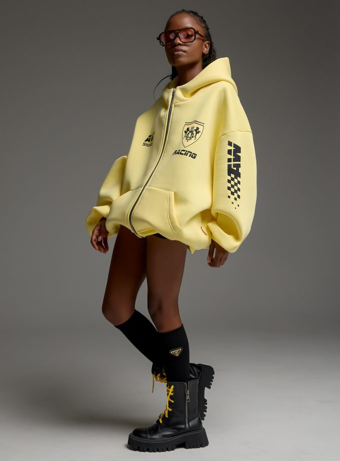 Худи-ZIP оверсайз Racing/banan