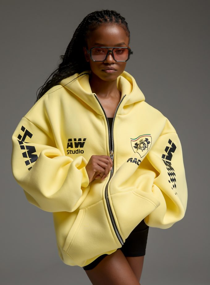 Худи-ZIP оверсайз Racing/banan