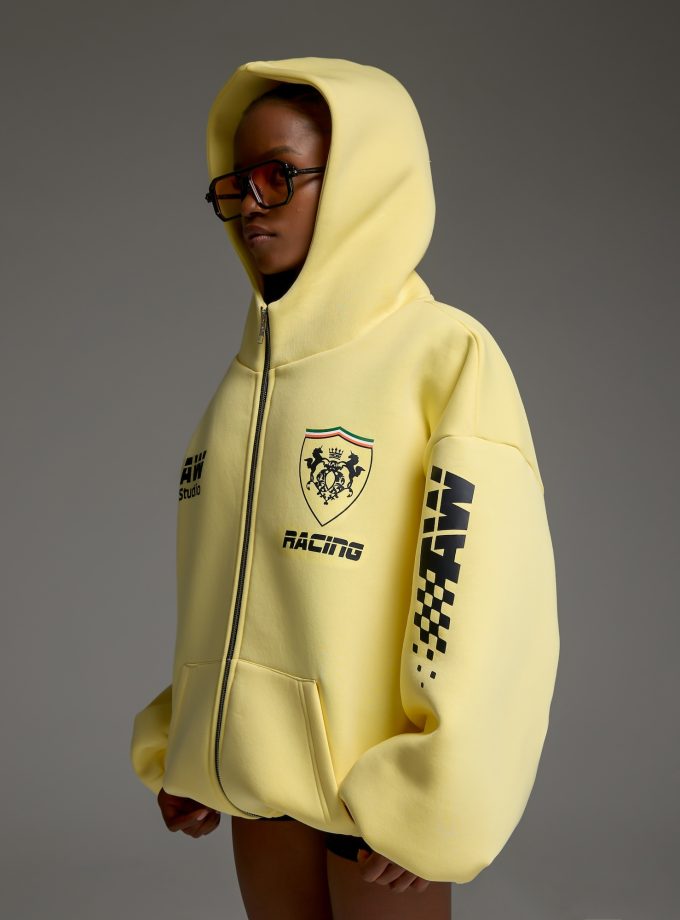 Худи-ZIP оверсайз Racing/banan