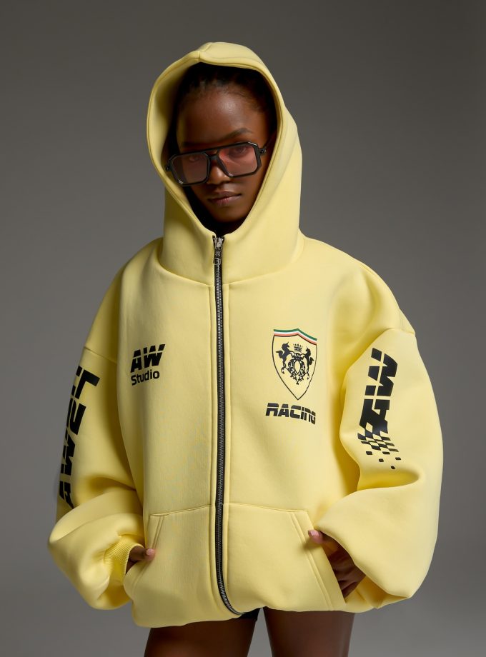 Худи-ZIP оверсайз Racing/banan