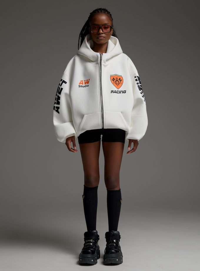 Худи-ZIP оверсайз Racing/milk