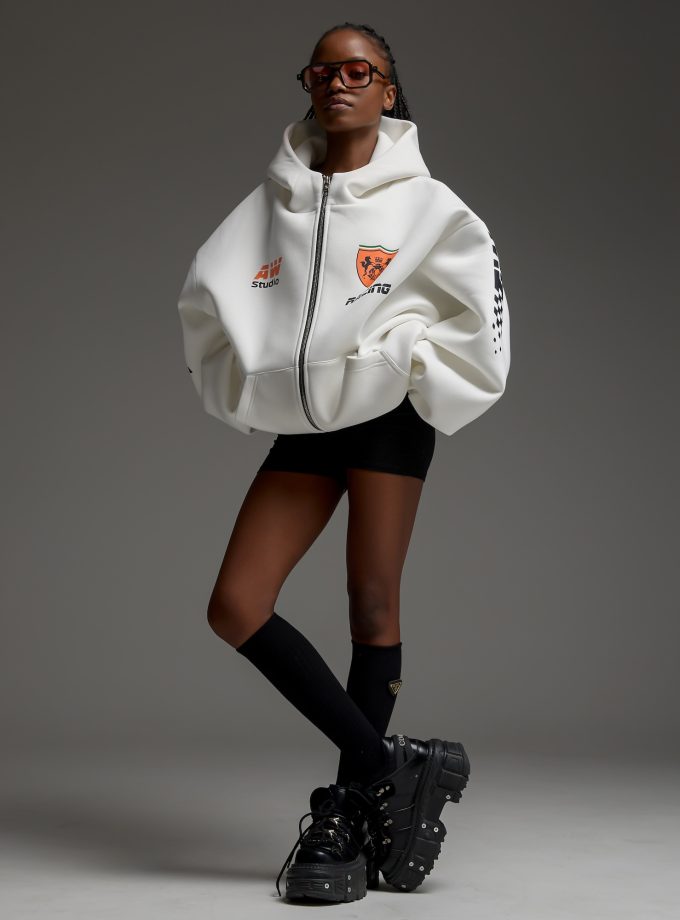 Худи-ZIP оверсайз Racing/milk