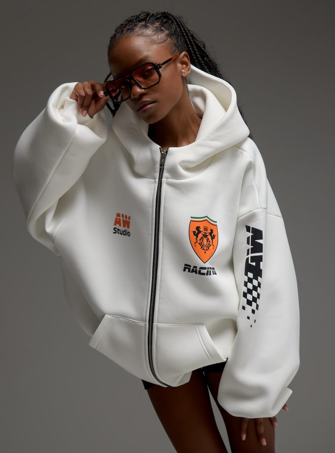 Худи-ZIP оверсайз Racing/milk
