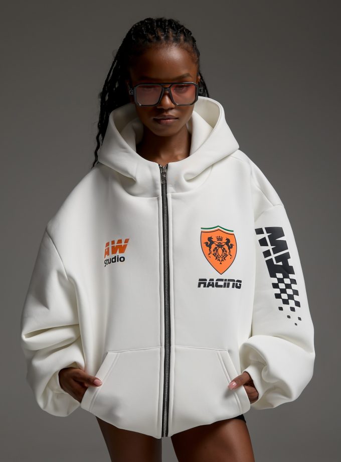 Худи-ZIP оверсайз Racing/milk
