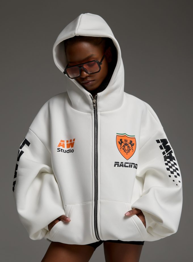 Худи-ZIP оверсайз Racing/milk