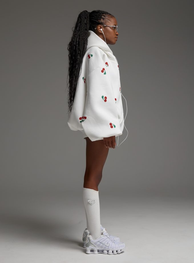 Худи-ZIP оверсайз Cherry/milk
