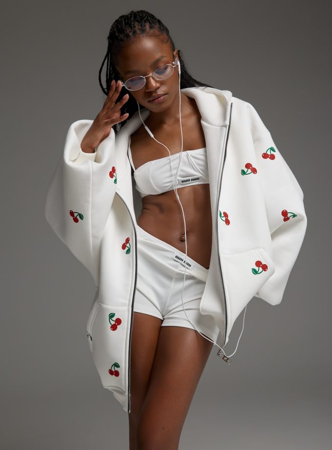 Худи-ZIP оверсайз Cherry/milk